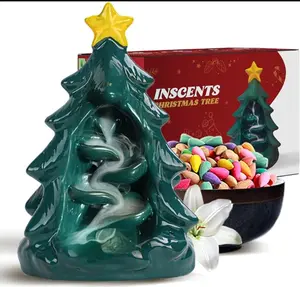Christmas Decorations Inscents Christmas Tree – Ceramic Incense Holder – Backflow Design – With 50 Incense Cones