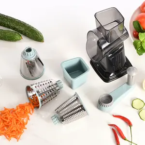 New 3 in 1 Vegetable Cutter Rotary Cheese Grater Versatile Manual Vegetable Slicer Peanut Nuts Grinder Cheese Vegetable Shredder Kitchen Essential Tool