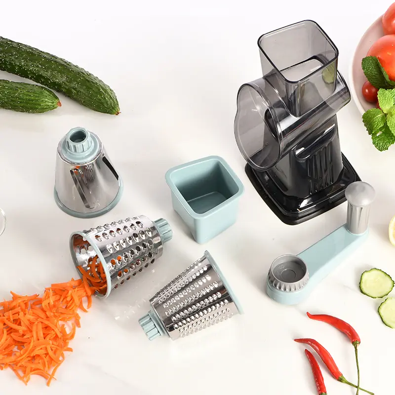 3 in 1 Vegetable Cutter Rotary Cheese Grater Versatile Manual Vegetable Slicer Peanut Nuts Grinder Cheese Vegetable Shredder Kitchen Essential Tool