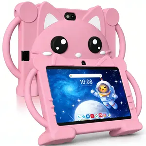 Happy Cat Kids Tablet PC 7 Inch Android System Dual Camera Quad Core Processor 16GB Storage WiFi Bluetooth-compatible Shockproof Case Ideal Learning Entertainment