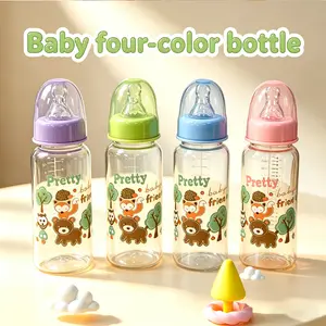 Cartoon baby feeding bottle, 250ml supplementary bottle for breast milk/water/formula, suitable for infants and toddlers, convenient to carry when going out, holiday gift, birthday gift