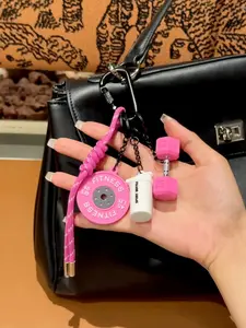 Dopamine Detachable Barbell Keychain Set,Sporty  Bag Charm Pendants Fashion Bag Charms Fitness Gym Bag Accessories Bag Pendant, Bag Charm Pendants,Bag Charm Decoration Pendant Woven Rope Dumbbell Weights Rope Bag Pendants