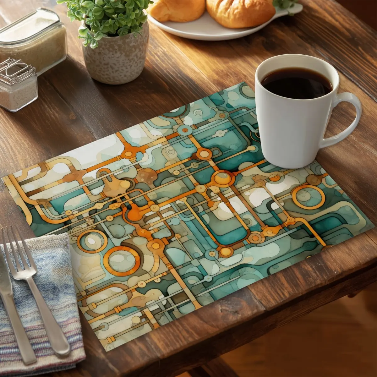 MWW CPPM1418PF6DAJ White Durable Polyester Rectangle Placemat - 14x18 in, Stylish, Lightweight, Protects Kitchen Countertops, Brightens Spaces, Kitchen & Home Decor Essential