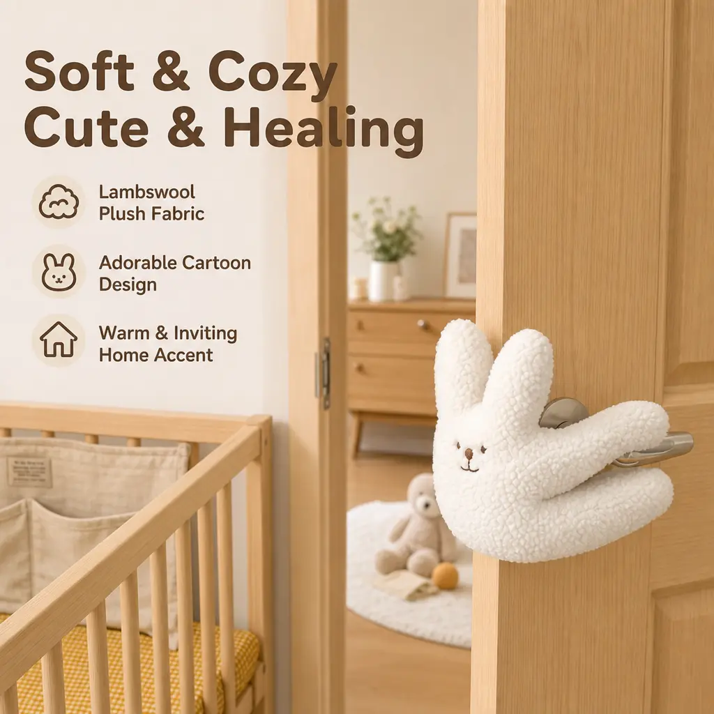 1 Piece, Lamb Fleece Cartoon Bear Rabbit Shaped Door Hanger, Plush Door Pinch Guard for Household Doors to Prevent Finger Pinch and Collision
