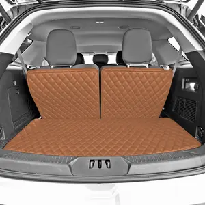 Ford Custom-Fit Faux Leather Trunk Floor Mats for 2020-2022 Ford Explorer - Brown, Diamond Stitch, Luxurious Look, Floor Mats for Car, Auto Parts Accessories, Accessories for Car