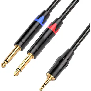 1/8 to 1/4 Stereo , 1/8 Inch TRS Stereo to Dual 1/4 inch TS Mono Y-Splitter  3.5mm Aux Mini Jack to Jack Breakout Cord - 3.3