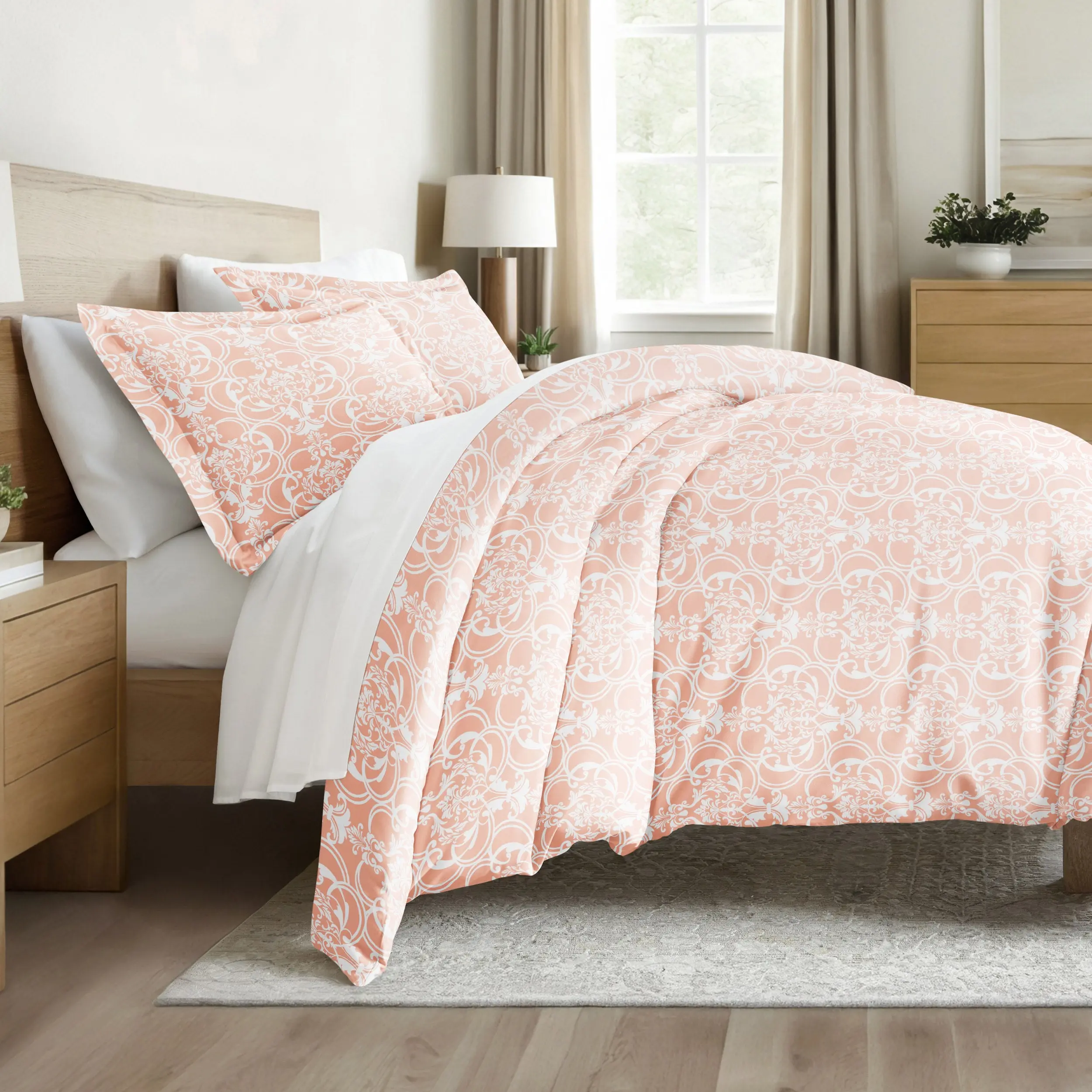 Romantic Damask Pattern 3-Piece Duvet Cover Set