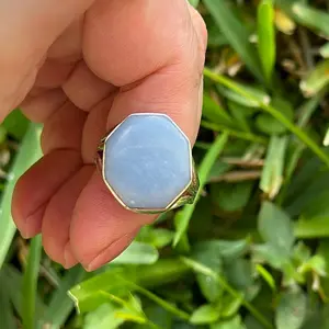 Angelite - help from Angels, Sterling Silver, Ring, Size 10 1/4