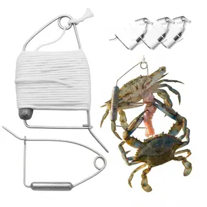 Airfly Blue Crab Throw Line - 30ft Cotton Hand Line with Bait-Lock Pin and Sinker - Chicken Necking Drop Line for Pier, Dock and Bridge - Designed in USA