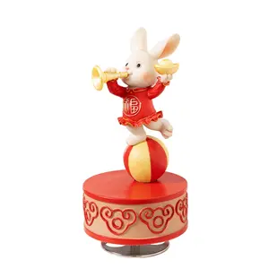 Prosperity Rabbit Music Box, New Year Blessing Eight-Tune Musical Box, Circus Style Healing Desktop Ornament, Perfect Gift