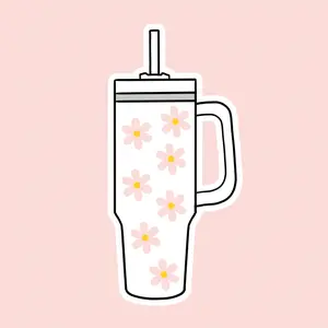 TUMBLER STICKER, DAISY CUP STICKER, PREPPY STICKER