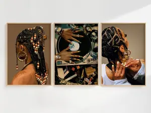 3 Poster set, Black woman art. Wall art, House Decor, House Decor, Black Female art, Black Girl Art, Feminine, Boho Art