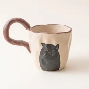 Shadow Cat Hand-Kneaded Ceramic Mug · 8 oz
