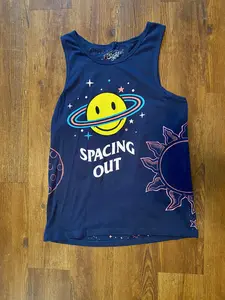 "Spacing Out" Bleach Painted Tank Top Tee (MEDIUM)