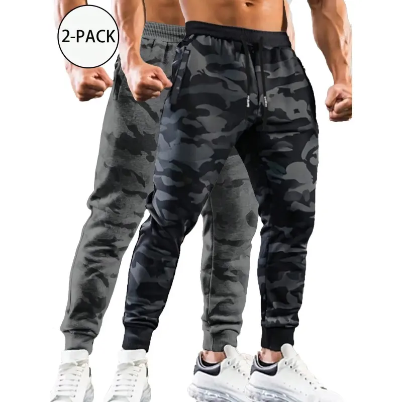 Men's camouflage casual sports pants, simple and versatile long pants suitable for all seasons, featuring pockets and an elastic waistband, breathable material, lightweight pants, loose fit, all-season wear, office casual