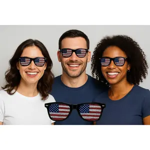 USA Sunglasses Patriotic American Flag Design, Black Frame