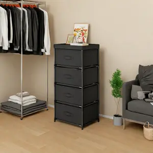Organizers 1 Row 4 Tier 4 Drawers, Storage Basket, Storage Tower, Organizer Unit, Dresser, Fabric Dresser for Bedroom, Hallway, Entryway, Closets, Sturdy Frame, Easy Pull Handle