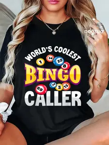 100% Cotton Unisex World's Coolest Bingo Caller - Funny Bingo Player Gift T-Shirt Casual Top