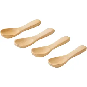 Set of 4 Handmade Tiny Wooden Spoons, Mini size 2.3", Condiment Spoons