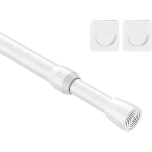 1 count Spring Tension Curtain Rod 26-39 inch Spring Tension Rods White Tension Rods Adjustable Spring Rod Extendable Tension Rod For Kitchen, Bathroom, Window, Bookshelf,Closet.