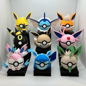 Eeveelusions Mini Pokeballs - Collectible Miniature Figures with Unique Designs and Black Stand