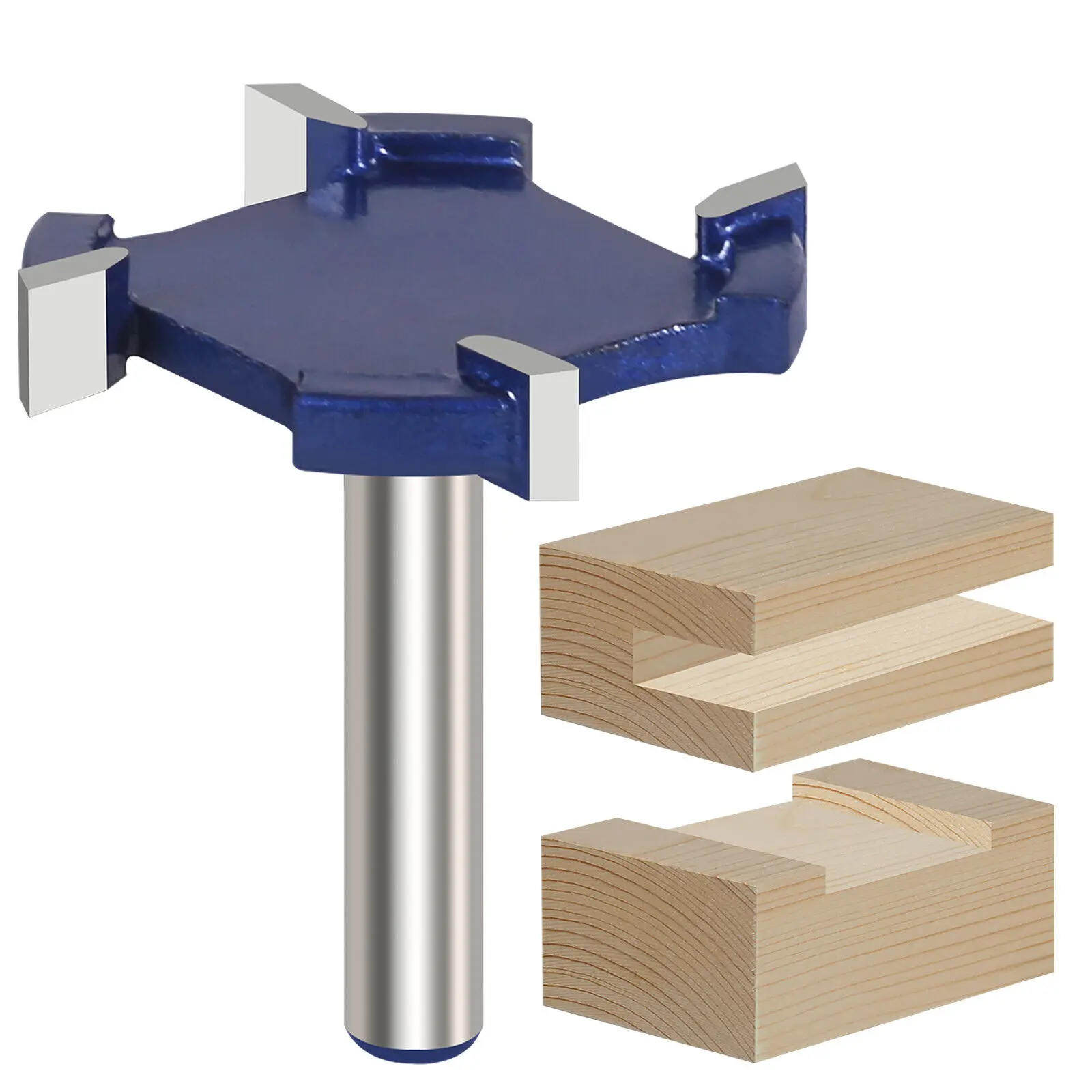 Vearter 6.35mm Shank Carbide Tip CNC Spoilboard Surfacing Router Bit - 38mm Cutting Diameter, Anti-Kickback Insert Cutter for Trimming, Surface Planing Wood, MDF, Plywood, Particle Board, Acrylic, Solid Hardened Steel Body