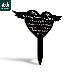 Outdoor Stake, 1 Count Heart Shaped Grave Marker Decoration, Ground Stake for Home Farmhouse Garden Lawn Patio Courtyard, Memorial Gift, Forever