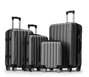 4 Piece Luggage Set, ABS Hard Shell Suitcase Luggage Sets Double Wheels with TSA Lock, Dark Gray