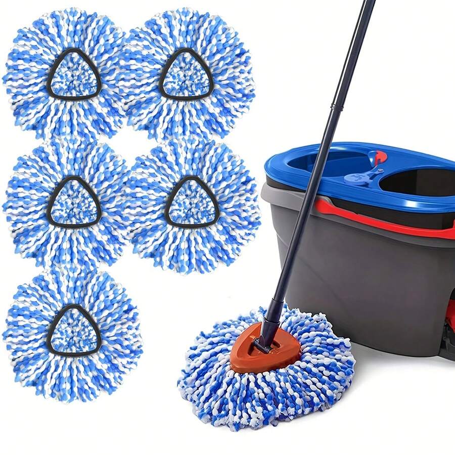 [3/5-piece set] Mop replacement head (only applicable to dual-tank system), rotating mop replacement head, easy to clean, microfiber replacement head, machine washable