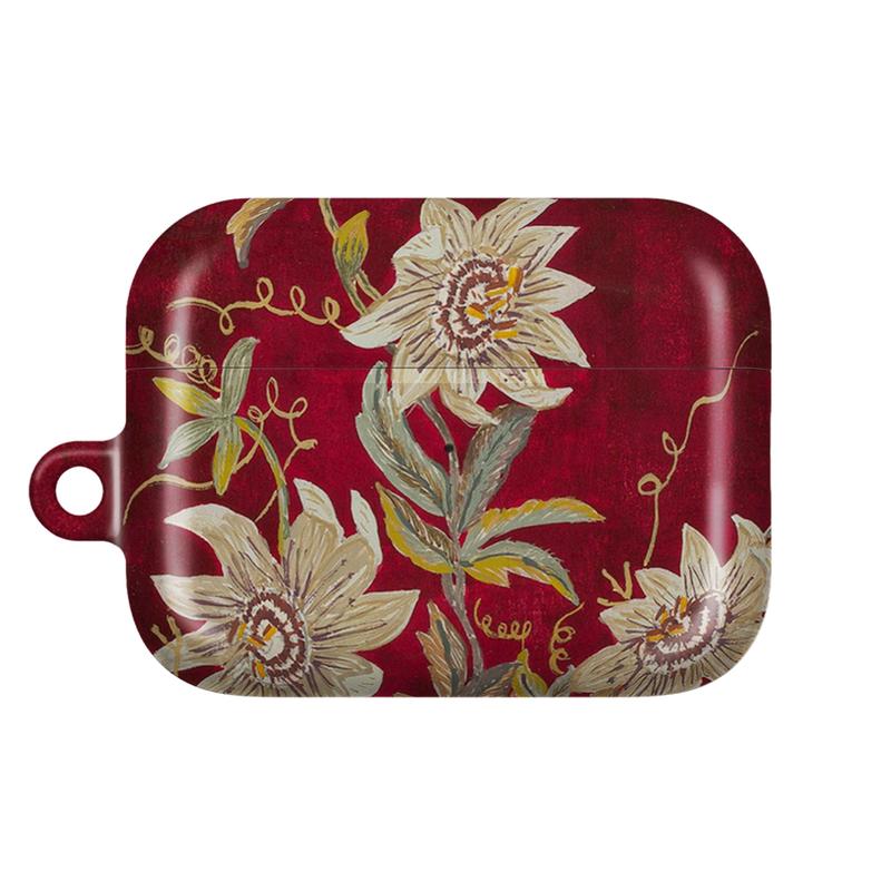 Dark Romantic Floral AirPods Case – Luxury Botanical Aesthetic AirPod Cover for AirPods 4 3 2 1 & AirPods Pro 3 2 1 – Elegant Red Flower AirPods Case, Dark Academia Aesthetic, Elegant Burgundy Flower Art, Vintage Gift for Her Women Girls