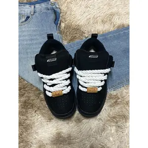 Low Top Versatile Large Size Floor Board Shoes, Fashion Wear-Resistant Thick Sole Athletic Sneakers for Men and Women, Casual All Season Shoes