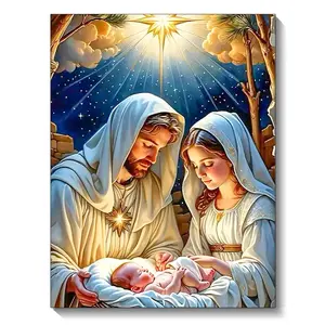1Pc DIY Nativity Diamond Painting for Adult Beginners Mosaic Cross Stitch Kit Art Painting for Home Wall Decoration 30x40cm /11.81x15.75 inches Hand Embroidered Handmade Gifts