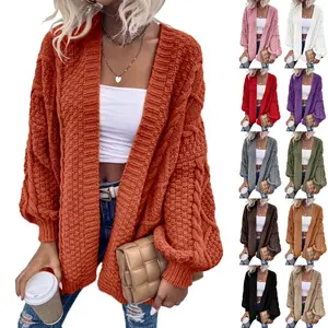 Goranbon Womens Oversized Cardigan Sweaters Open Front Cable Knit Lantern Long Sleeve Chunky Outwear Coats Winter Knitwear