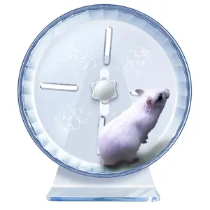 Silent Hamster Wheel, Super-Silent Hamster Exercise Wheels Accessories, Quiet Running Wheels, Adjustable Stand for Hamsters Mice Or Other Small Animals (Ф 7 inch,Transparent)
