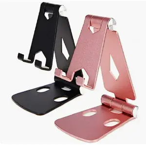 Adjustable Phone Stand - Ergonomic Tilt and Swivel Adjustment, Heavy-Duty Aluminum Metal Construction - Universally Compatible with iPhone, iPad, Mobile Phone, and Android Smartphones for Desktop, Office, or Home Use