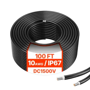 VEVOR 100FT Solar Panel Extension Cable, 10AWG Solar Extension Cable Wire, 6mm² IP67 Waterproof PV Cable for Home, Ship and RV Solar Panels, Black