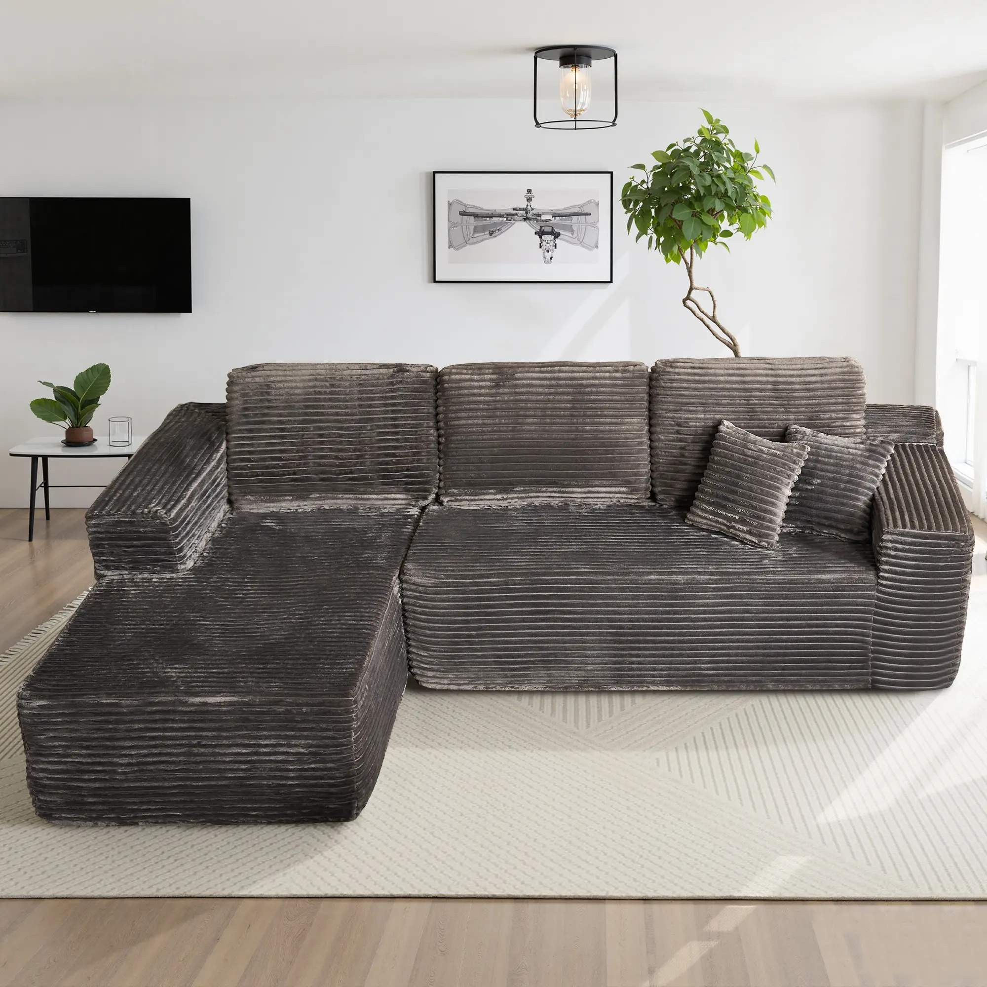 CAODOC Cloud Sectional Couch with L-Shape Chaise,Modern Modular Sofa with Deep Seat, Upholstered Couches for Living Room Apartment,No Assembly Required