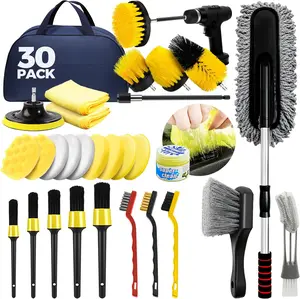 Car Cleaning Kit – ALFLOD 30PCS Auto Detailing Set with Brushes, Cleaning Gel, Extendable Duster for Interior, Exterior & Wheel Care