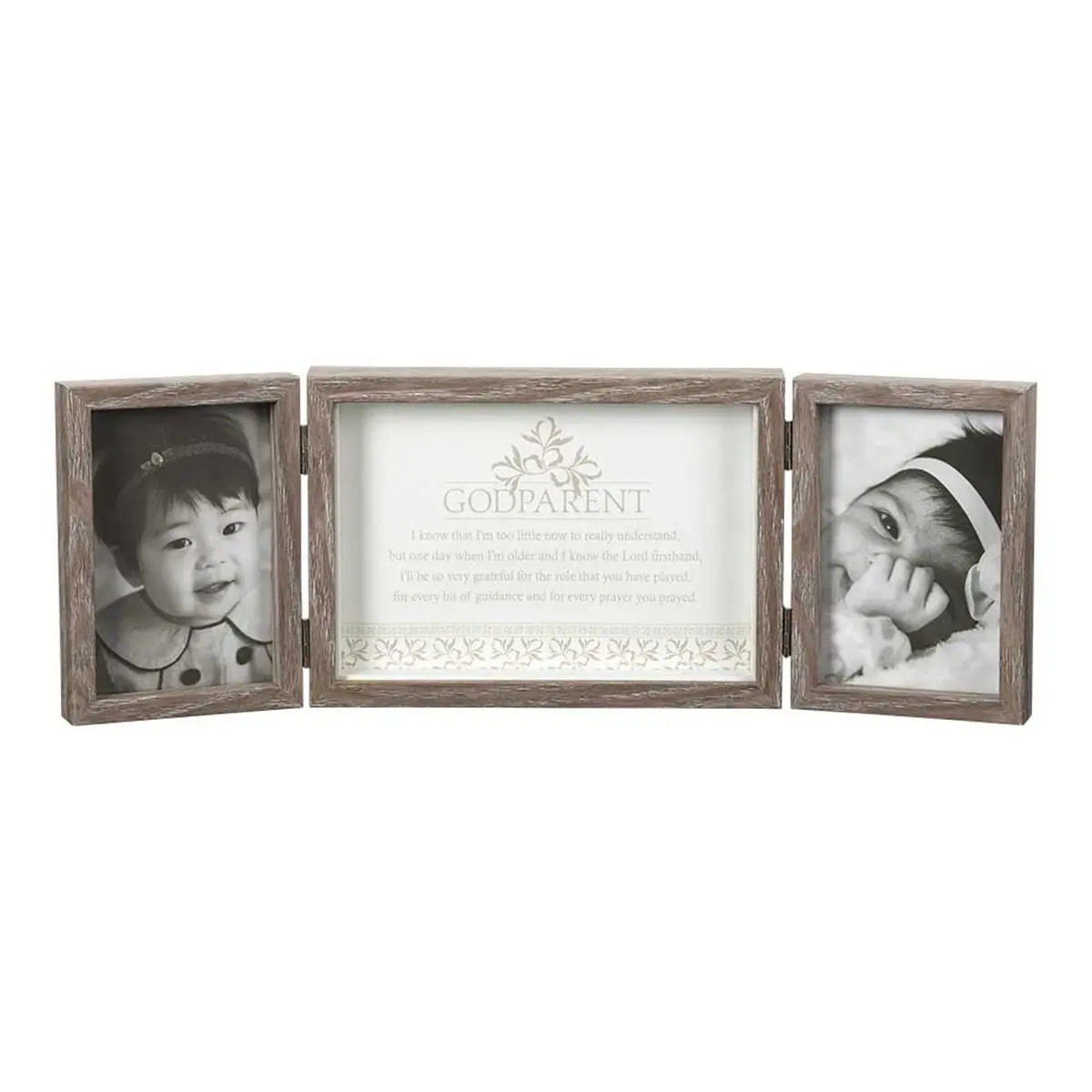 212 MAIN Dicksons PF1230GR-3-3 High Quality 6.62x19in Godparent Theme 3-Part Hinged Photo Frame with Poem Insert, Baby Decor Shadow Box, Christian Gift Market Baby & Maternity Gift Set