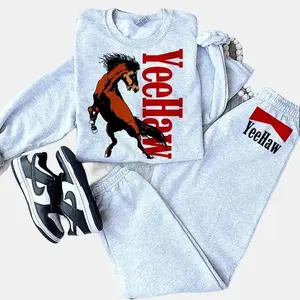 Yeehaw Sweatshirt and Sweatpants Set for Men and Women, Yeehaw Sweat Set,  Cowboy Style  Sweatsuit, Soft Cotton Blend, Matching Casual Loungewear Outfit