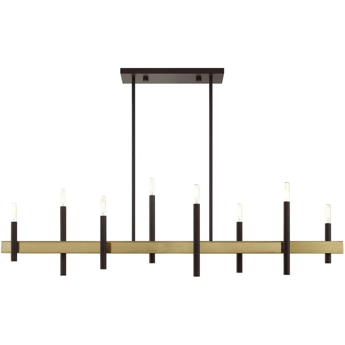 9.25 inch 8 Light Bronze Linear Chandelier with Steel base material