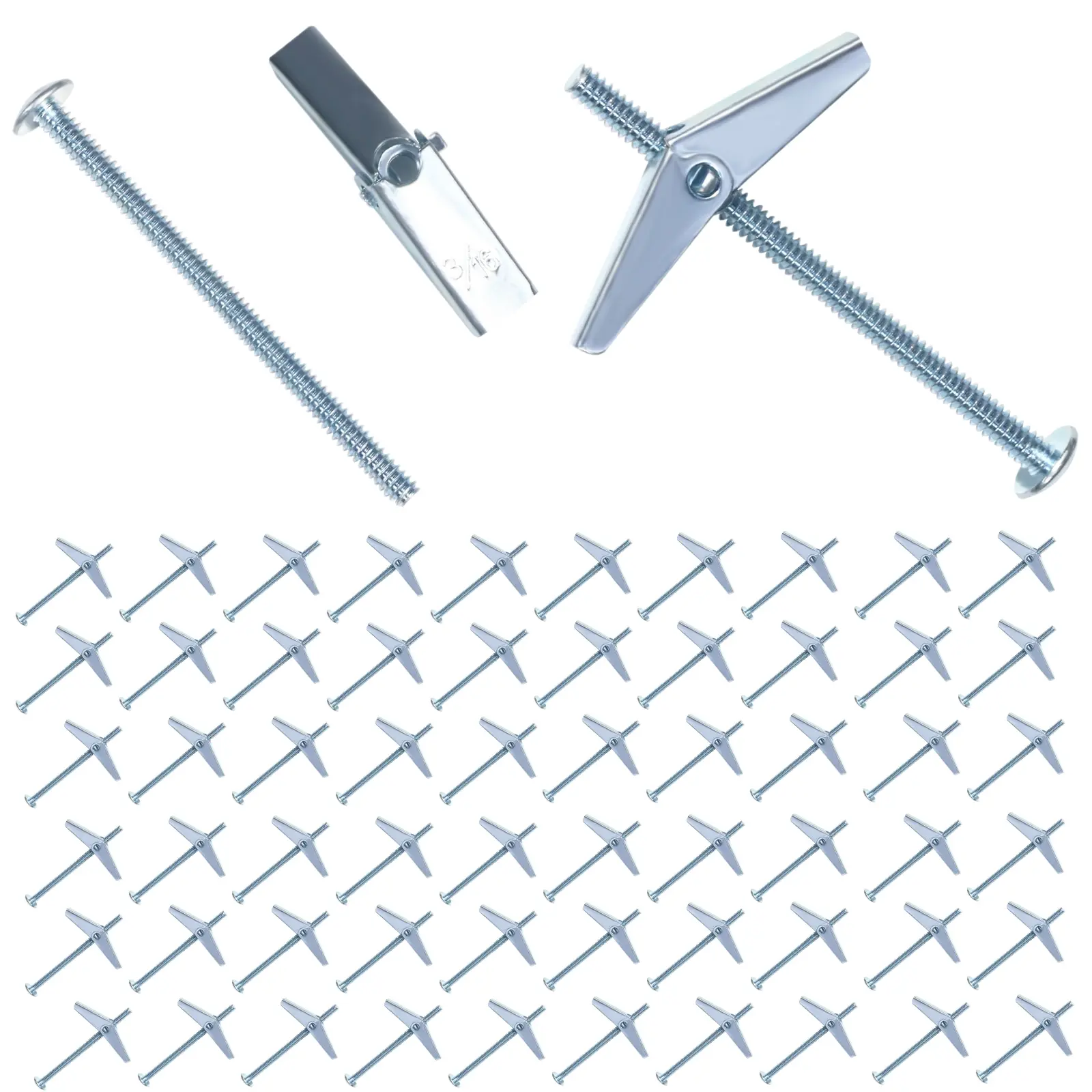Toggle Bolts for Drywall,  Toggle Drywall Anchors Kit, Carbon Steel Butterfly Anchors for Ceiling, Sheetrock, Hollow Wall