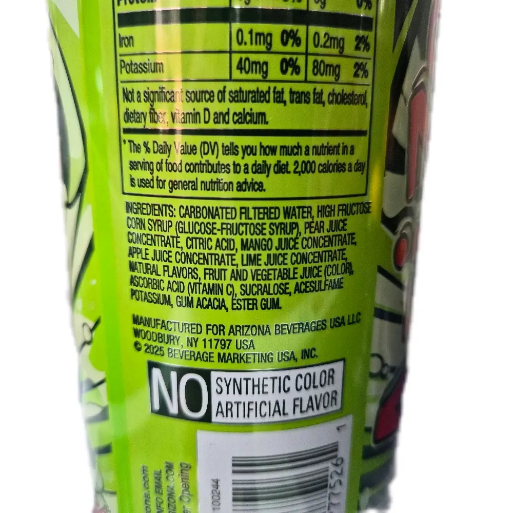 Arizona Apple Lime Ricky Sparkling Beverage 22 FL OZ Fruit Juice