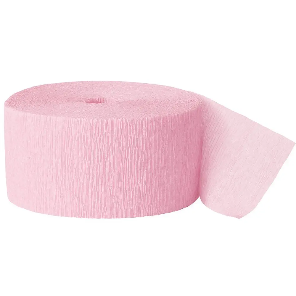 Unique Industries Crepe Paper Streamer, 81 ft – Pastel Pink Party Streamer Decoration for Birthdays, Baby Showers, Weddings, and Event Décor