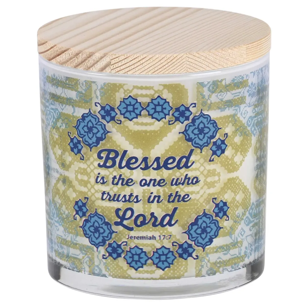 360 Stand Aroma Scented Soy Candle - 13oz Floral Home Decor Candle with Cotton Wick, "Blessed Is The 1" Design, Approx 50h Burn Time, Lightweight 360-Degree Stand (Dicksons CNDLG-43), Wood, Flower, Aroma Candles
