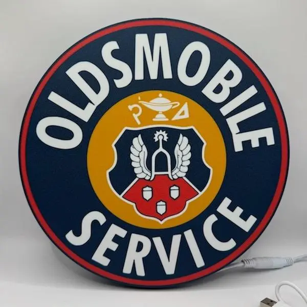 Oldsmobile Service 10" Light Up LED Sign with Circular Design and "OLDSMOBILE SERVICE" Text decorative novelty