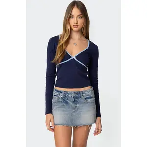 Edikted Women's Corie Contrast V Neck Top