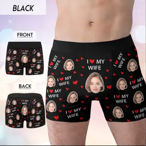 Custom Underwear with Face, Personalized Hearts I love My Wife boxers with Photo, Custom Picture boxer Gift for Boyfriend Gift for Husband boxers ethika boxers psd girls