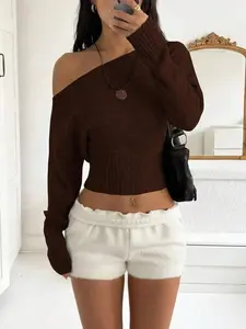 Sexy Off-Shoulder Off Shoulder Knit Sweater, Comfortable And Elegant, Suitable For Dating, Casual Gatherings, And Travel In Autumn/Winter
