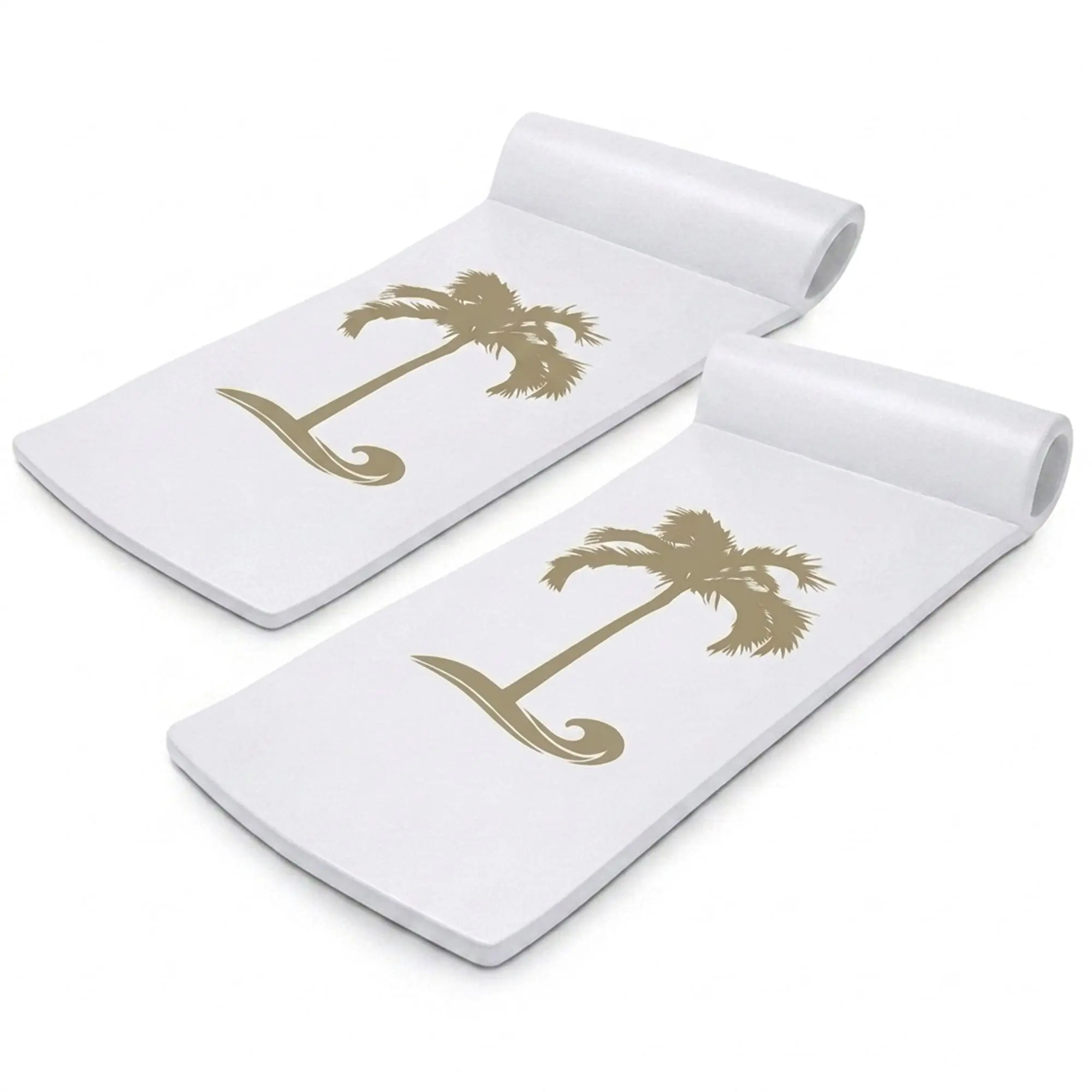 Recreation Sunsation 70" Foam Lounger Pool Float, Bronze Palm White (2 Pack)